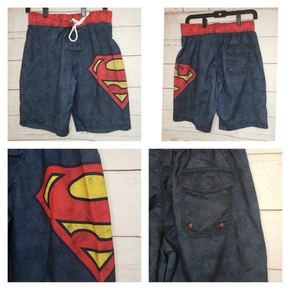 Men Superman Logo Blue Swimming Beach Shorts - Picture 1 of 7